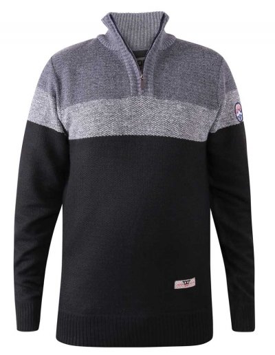 LEWISHAM-D555 1/4 Neck Zip Sweater with Cut and Saw Details
