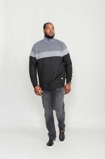 LEWISHAM-D555 1/4 Neck Zip Sweater with Cut and Saw Details