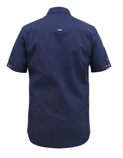 TELFORD-D555 S/S Micro Ao Print Shirt With Hidden Button Down Collar & Pocket-Navy-T