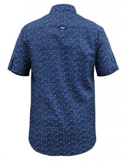 TRISTAIN-D555 S/S Floral Ao Print Shirt With Hidden Button Down Collar & Pocket-Navy-5XL