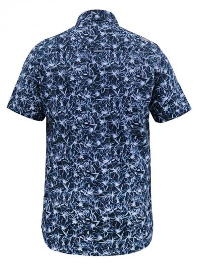 PADBURY-D555 Floral Ao Printed Button Down Collar S/S Shirt With Pocket-Navy-2XL
