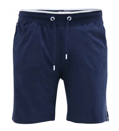 BRANTHAM-D555 Couture Elasticated Waistband Shorts With Branded Side Panels-Navy-2XL