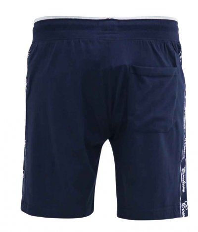 BRANTHAM-D555 Couture Elasticated Waistband Shorts With Branded Side Panels-Navy-2XL