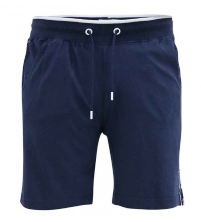 BRANTHAM-D555 Couture Elasticated Waistband Shorts With Branded Side Panels-Navy-3XL