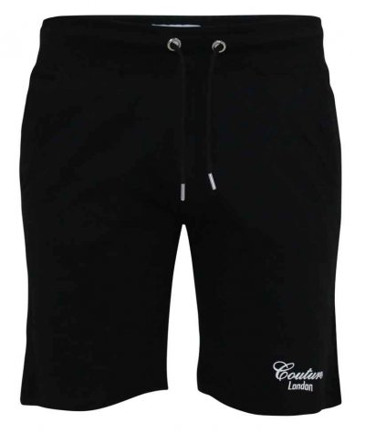 HOLBROOK-D555 Couture Elasticated Waistband Shorts With Flocking Print On Side Seams-Black-3XL