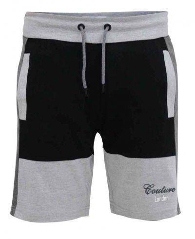 KIRTON-D555 Couture Elasticated Waistband Shorts With Cut And Sew Detail-Black-3XL