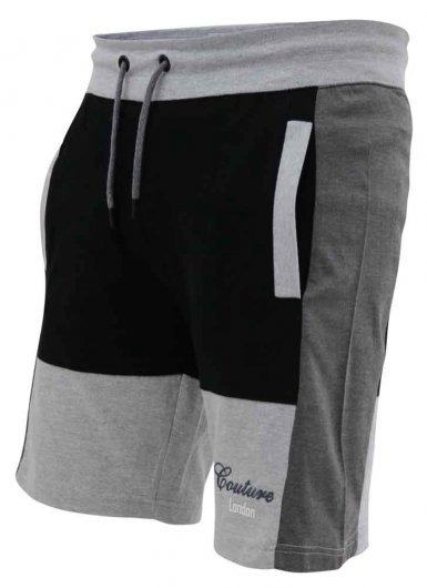 KIRTON-D555 Couture Elasticated Waistband Shorts With Cut And Sew Detail-Black-3XL