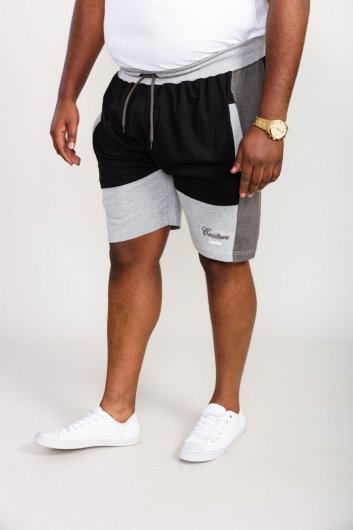 KIRTON-D555 Couture Elasticated Waistband Shorts With Cut And Sew Detail-Black-4XL