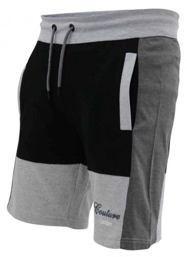 KIRTON-D555 Couture Elasticated Waistband Shorts With Cut And Sew Detail-Black-5XL