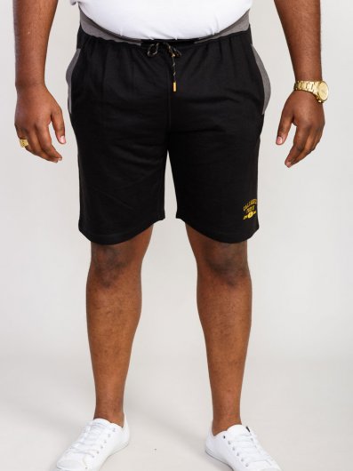 SUTTON 1-D555 Elasticated Waist Loop Back Shorts With Embroidery-Black-3XL