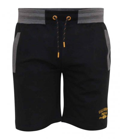 SUTTON 1-D555 Elasticated Waist Loop Back Shorts With Embroidery-Black-3XL