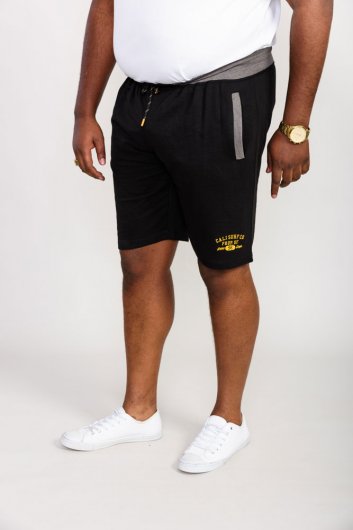 SUTTON 1-D555 Elasticated Waist Loop Back Shorts With Embroidery-Black-3XL