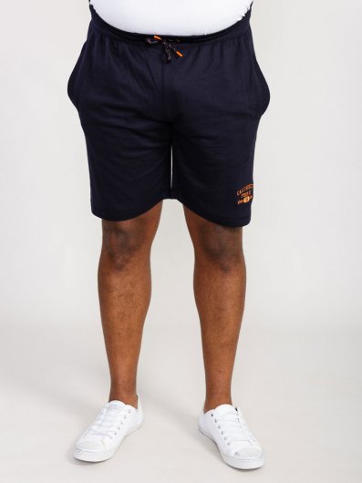 SUTTON 2-D555 Elasticated Waist Loop Back Shorts With Embroidery-Navy-2XL