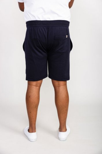 SUTTON 2-D555 Elasticated Waist Loop Back Shorts With Embroidery-Navy-2XL