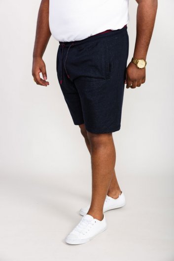 TUNSTALL-D555 Elasticated Waist Loop Back Shorts With Tipping On Waistband Edge-Denim-6XL