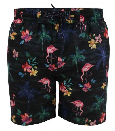 CAMPTON-D555 Flamingo And Palm Tree Printed Swim Shorts-Super Kingsize Assorted Pack C-(7XL-8XL)