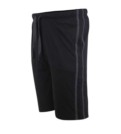 RYAN-D555Two Pack Elasticated Waist Jersey Short With Side Stripes-Black-5XL
