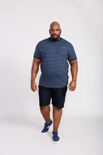 BEAMONT-D555 Jacquard Stripe T-Shirt-Kingsize Assorted Pack A-(2XL-5XL)