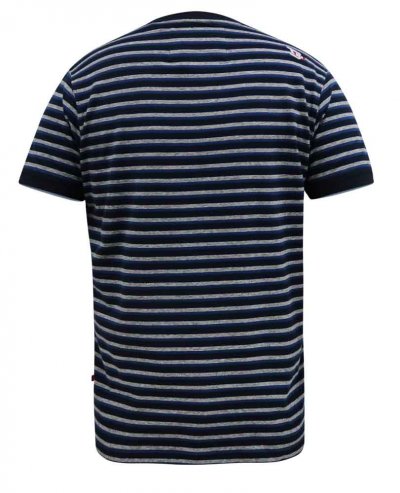 BEAMONT-D555 Jacquard Stripe T-Shirt-Navy-2XL