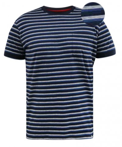 BEAMONT-D555 Jacquard Stripe T-Shirt-Navy-2XL