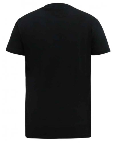 COLBEAR-D555 Couture Crew Neck T-Shirt With Top Panel In Flock Print-Black-2XL