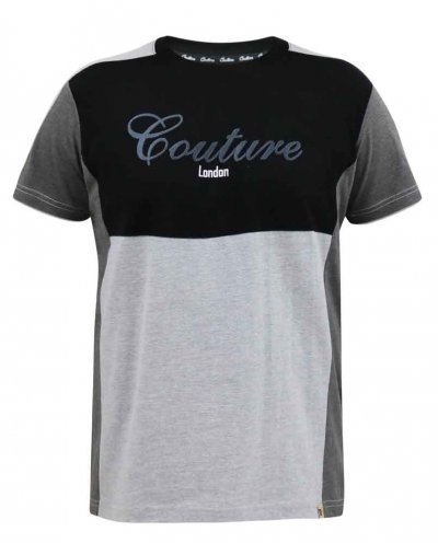 FELIX-D555 Couture Crew Neck T-Shirt With Cut And Sew Detail-Black-2XL