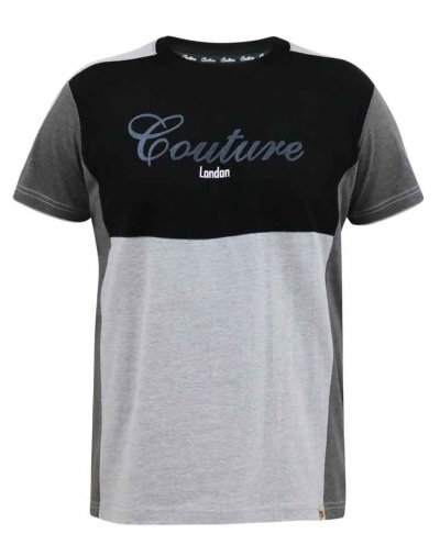 FELIX-D555 Couture Crew Neck T-Shirt With Cut And Sew Detail-Black-4XL