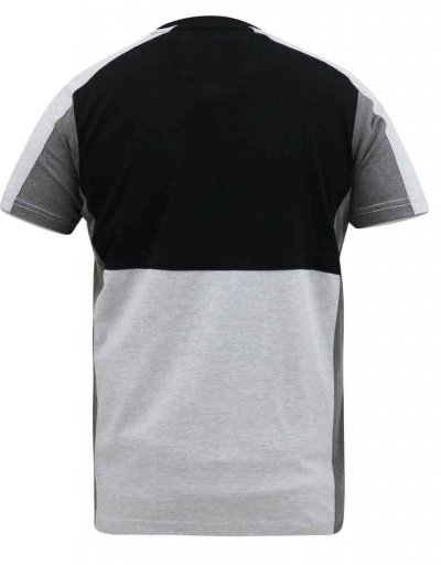 FELIX-D555 Couture Crew Neck T-Shirt With Cut And Sew Detail-Black-4XL