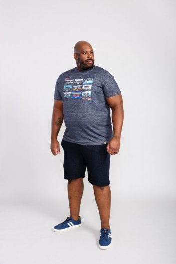 APSEY-D555 Multi Cassette Tape Printed T-Shirt-Navy-3XL