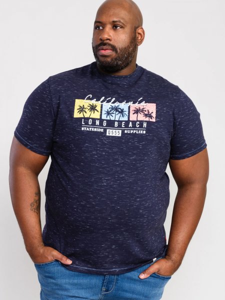 THORNDON-D555 California Long Beach Printed T-Shirt-Navy-5XL