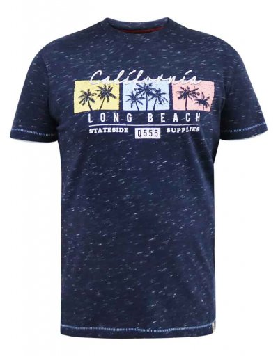 THORNDON-D555 California Long Beach Printed T-Shirt-Navy-5XL