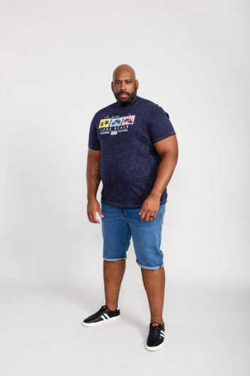 THORNDON-D555 California Long Beach Printed T-Shirt-Navy-5XL