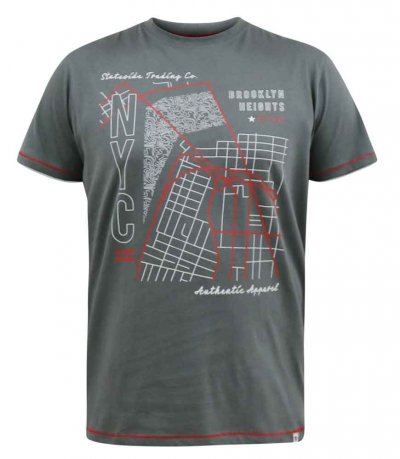 COBBLER-D555 Nyc Birdseye Map Printed T-Shirt-Khaki-4XL
