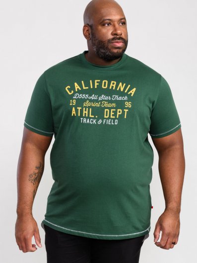 PARNWELL-D555 California Athletics Printed T-Shirt-Green-3XL