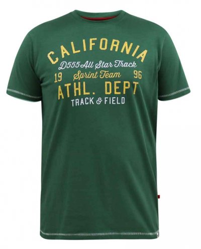 PARNWELL-D555 California Athletics Printed T-Shirt-Green-3XL