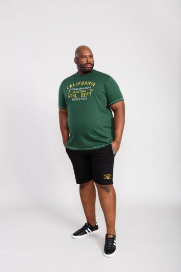 PARNWELL-D555 California Athletics Printed T-Shirt-Green-3XL