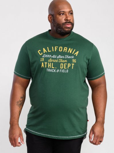 PARNWELL-D555 California Athletics Printed T-Shirt-Green-6XL