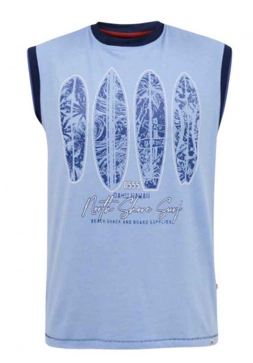 BRETTON-D555 Surf Board Printed Sleeveless T-Shirt-Blue-T