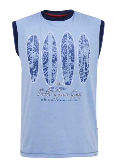 BRETTON-D555 Surf Board Printed Sleeveless T-Shirt-Blue-2XL