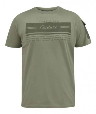YARWELL-D555 Couture Printed T-Shirt With Sleeve Pocket-Khaki-3XL