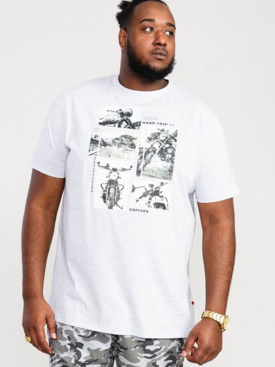 TRAFFORD-D555 Multi Bike Photo Printed T-Shirt-Off White-3XL