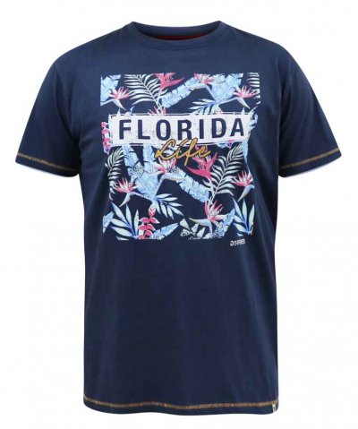 PRESTWICK-D555 Florida Floral Printed T-Shirt-Navy-2XL