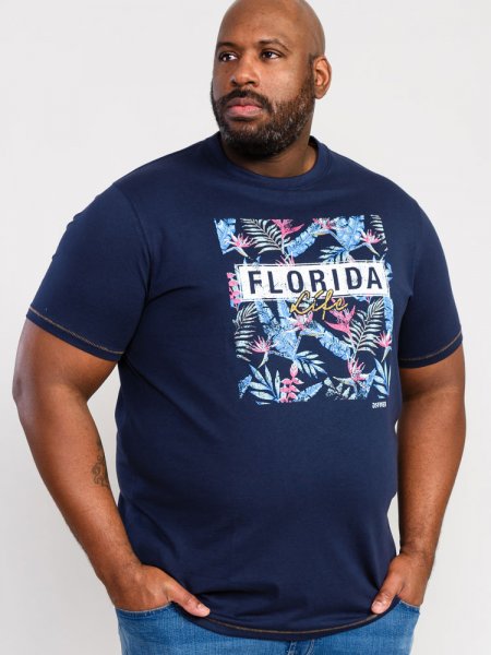PRESTWICK-D555 Florida Floral Printed T-Shirt-Navy-6XL