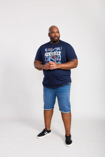 PRESTWICK-D555 Florida Floral Printed T-Shirt-Navy-6XL