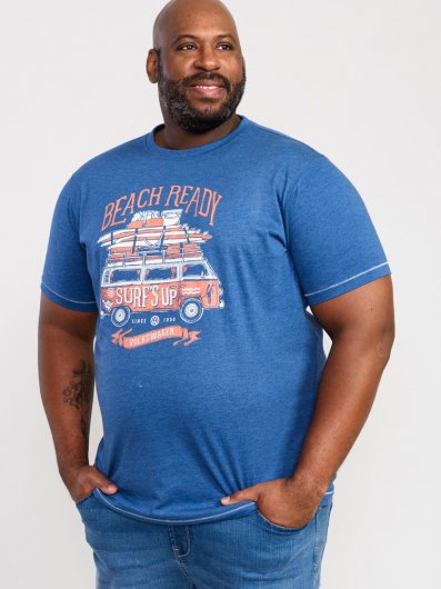 TAVISTOCK-D555 Official Vw Surf'S Up Printed T-Shirt-Navy-5XL