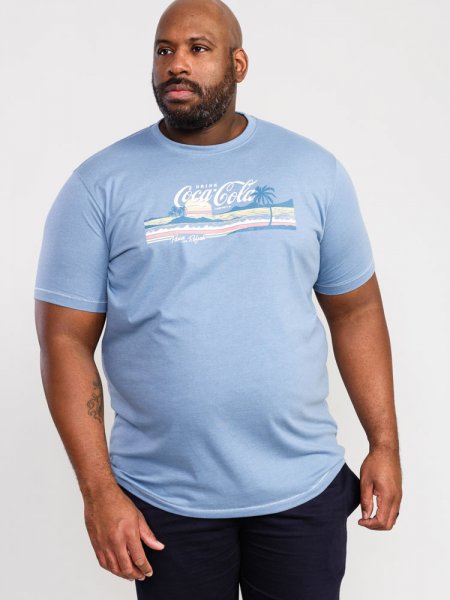 NORFOLK-D555 Official Coca-Cola Beach Scene Printed T-Shirt-Denim-2XL