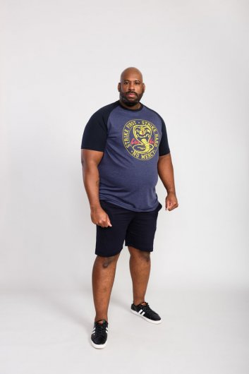 STEEPLE-D555 Official Cobra Kai Printed T-Shirt-Denim-4XL