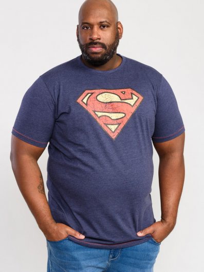 SCAMPTON-D555 Official Superman Printed T-Shirt-Navy-5XL