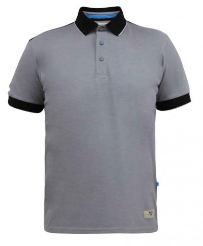 PRINSTEAD-D555 Pique Polo Shirt With Ribbed Collar And Cuff-Grey-6XL