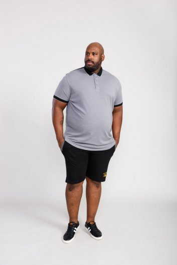 PRINSTEAD-D555 Pique Polo Shirt With Ribbed Collar And Cuff-Grey-6XL